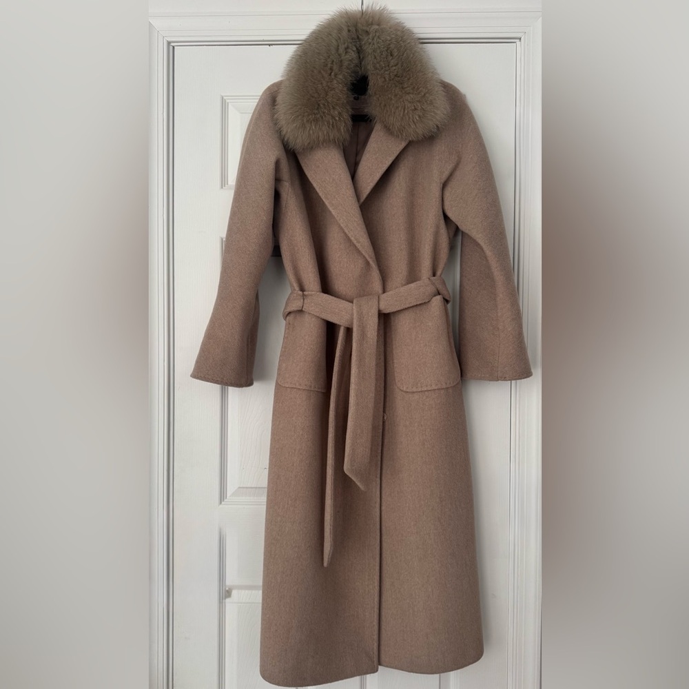 Made Europe, Garmoniya Autumn/Winter Cashmere/wool Coats Real Collar Long Trench